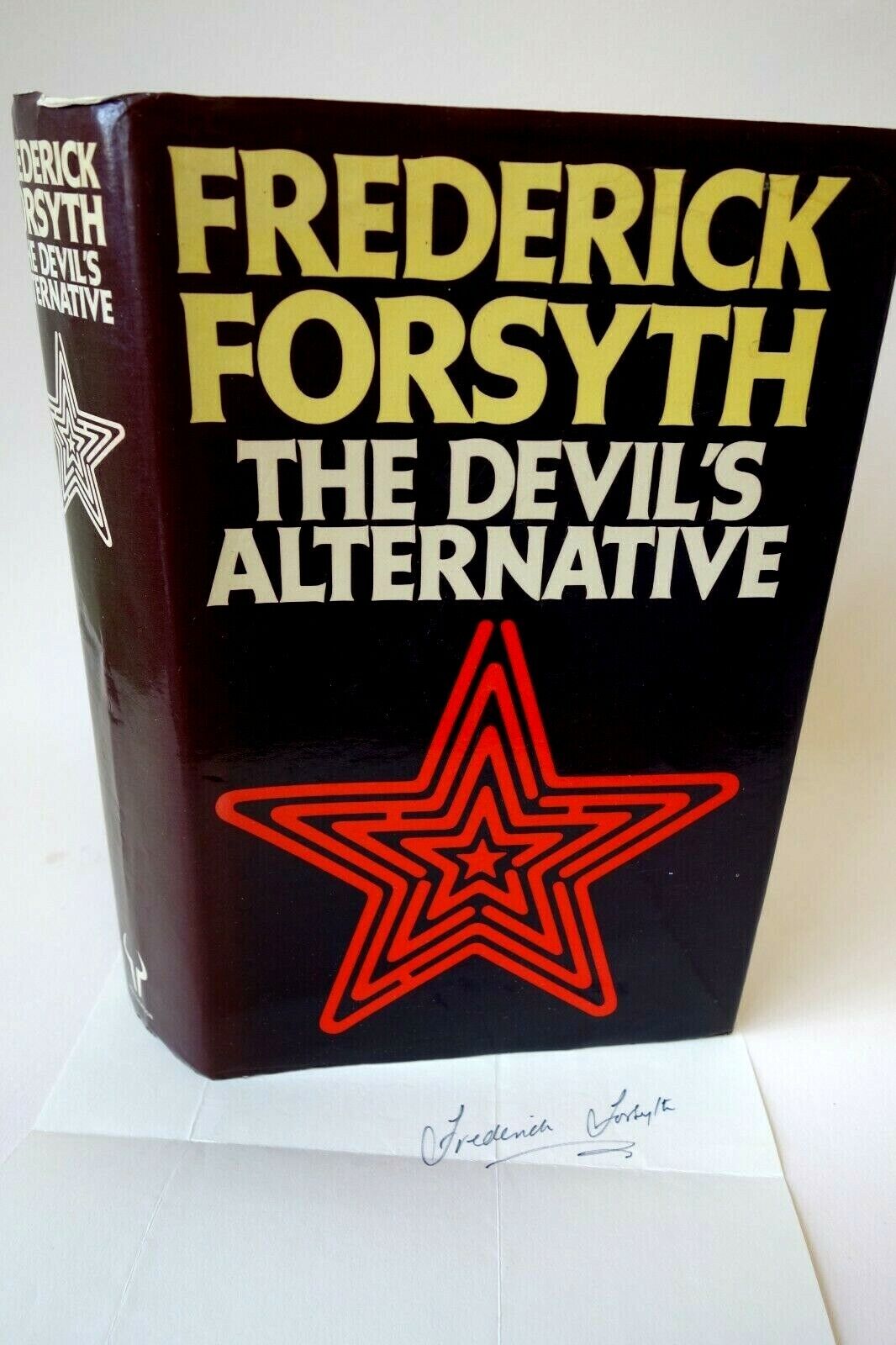 Frederick Forsyth SIGNED LETTER & THE DEVILS ALTERNATIVE 1ST EDITION HB BOOK