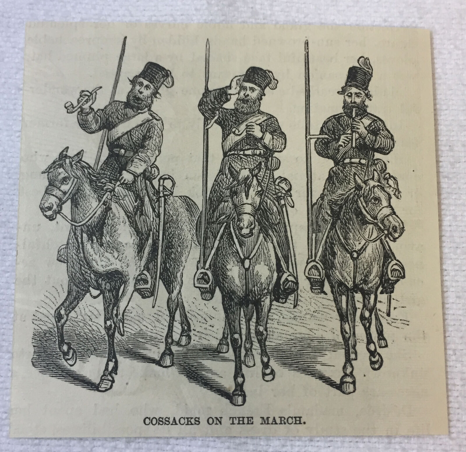 small 1886 magazine engraving ~ COSSACKS ON THE MARCH