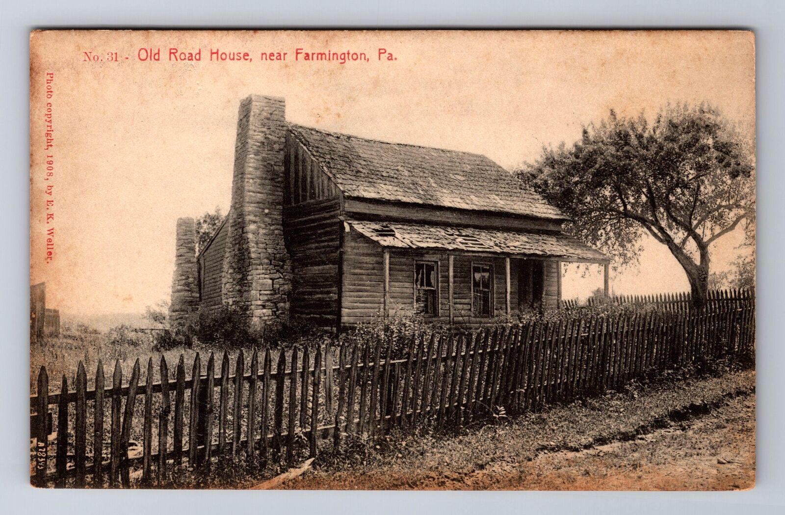 Farmington PA-Pennsylvania, Old Road House, Antique Vintage Souvenir Postcard