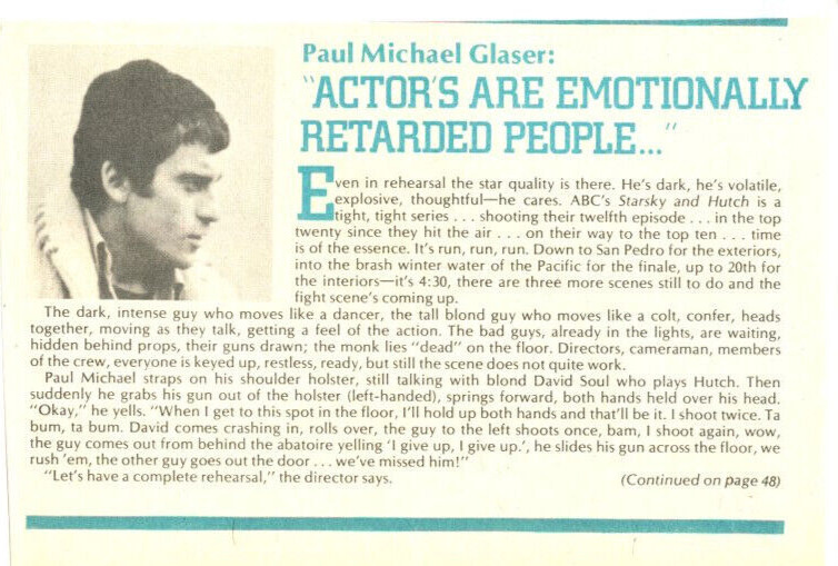 Paul Michael Glaser Magazine Photo small Clipping 1 Page L7211