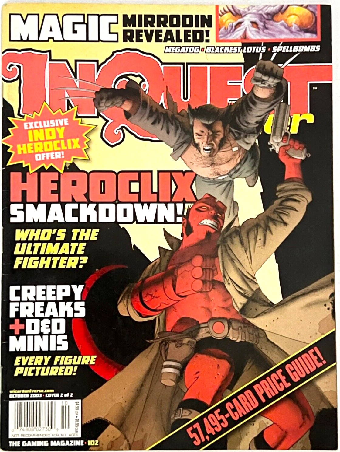 Inquest Gamer Magazine #102 Wolverine Hellboy HeroClix Yu-Gi-Oh October 2003
