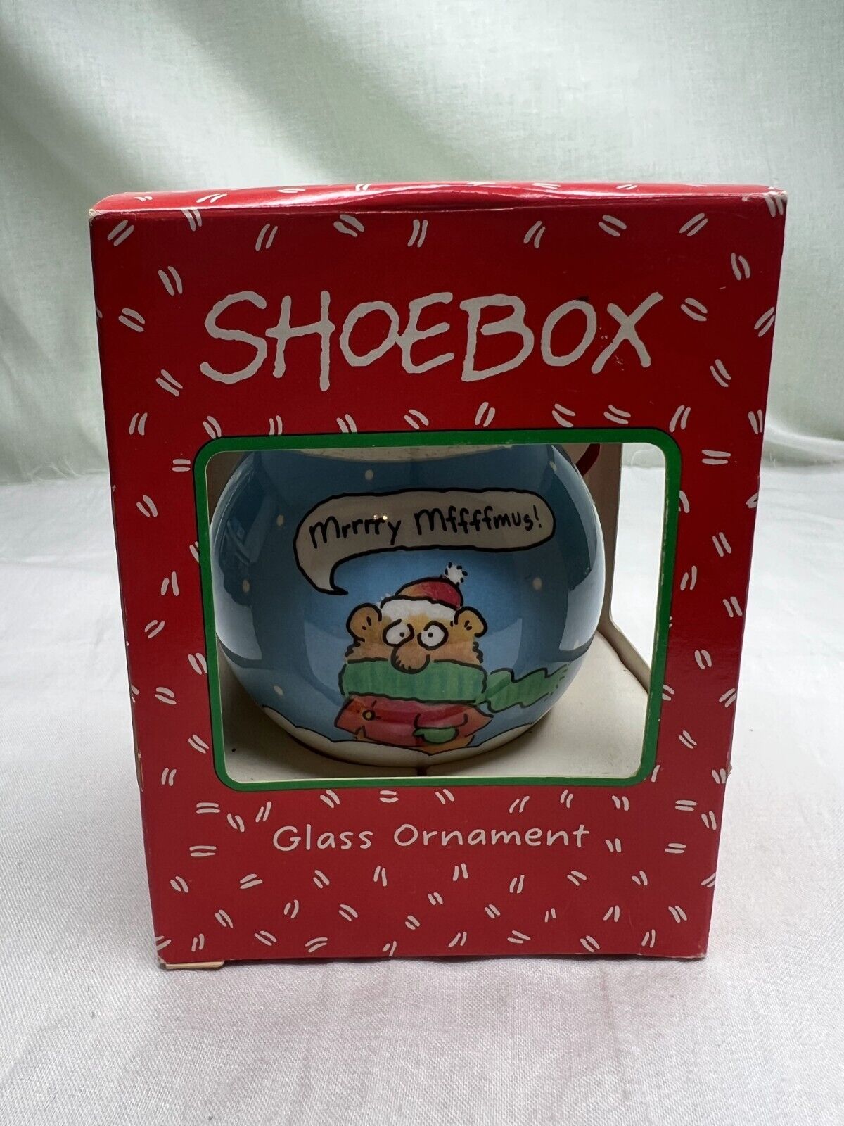Hallmark Shoebox Greetings Holiday Glass Ball Christmas Ornament 1991 FAST Ship