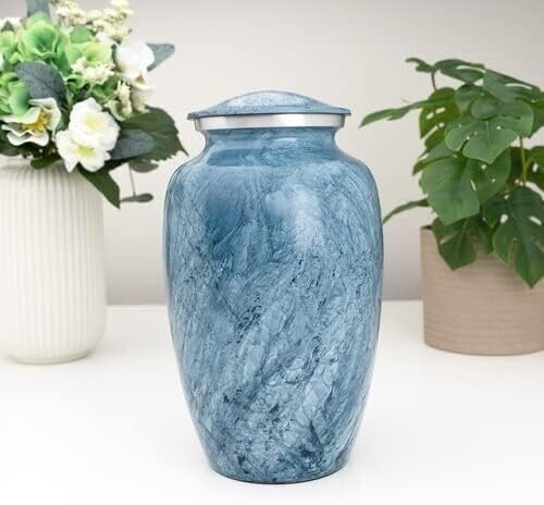 Blue Cremation Urn Perfect Memorials Adults 200 lbs or Less/Urn for Ashes/Adult