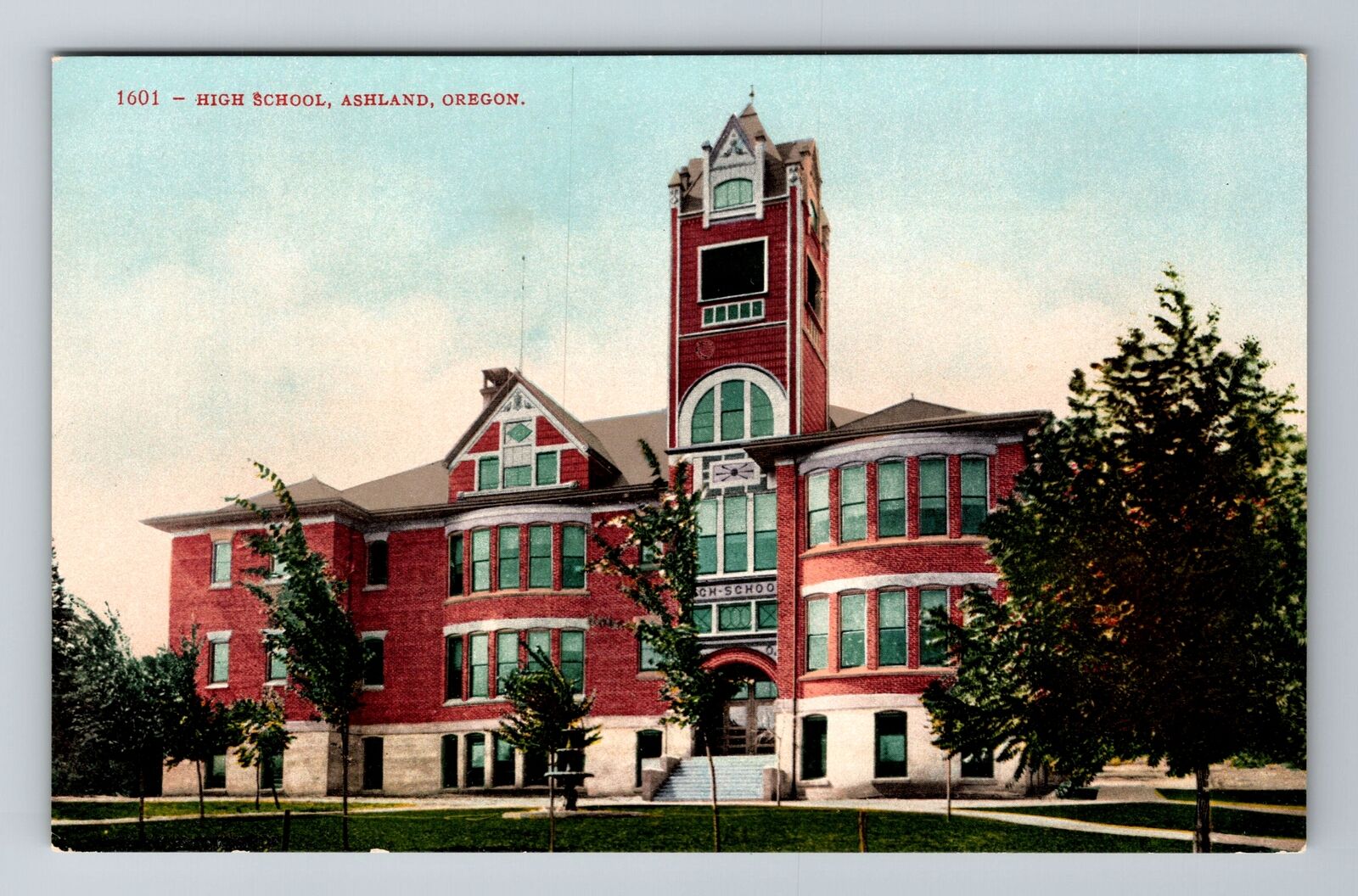 Ashland OR-Oregon, High School, Antique, Vintage Souvenir Postcard