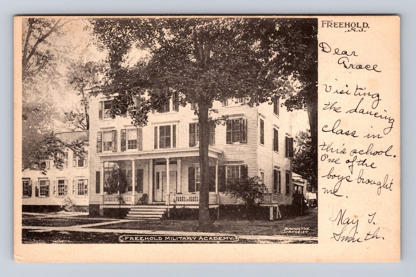 Freehold NJ-New Jersey, Freehold Military Academy, Antique Vintage Postcard
