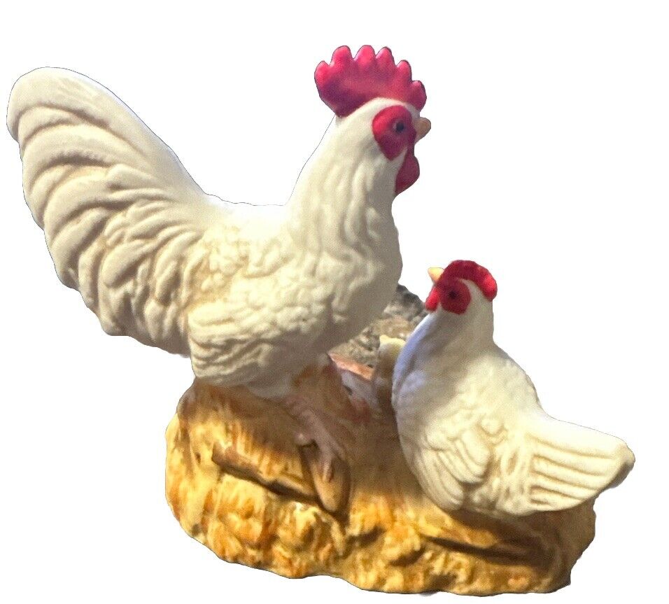 Homco Hen And Rooster Figurine # 1459 Thailand