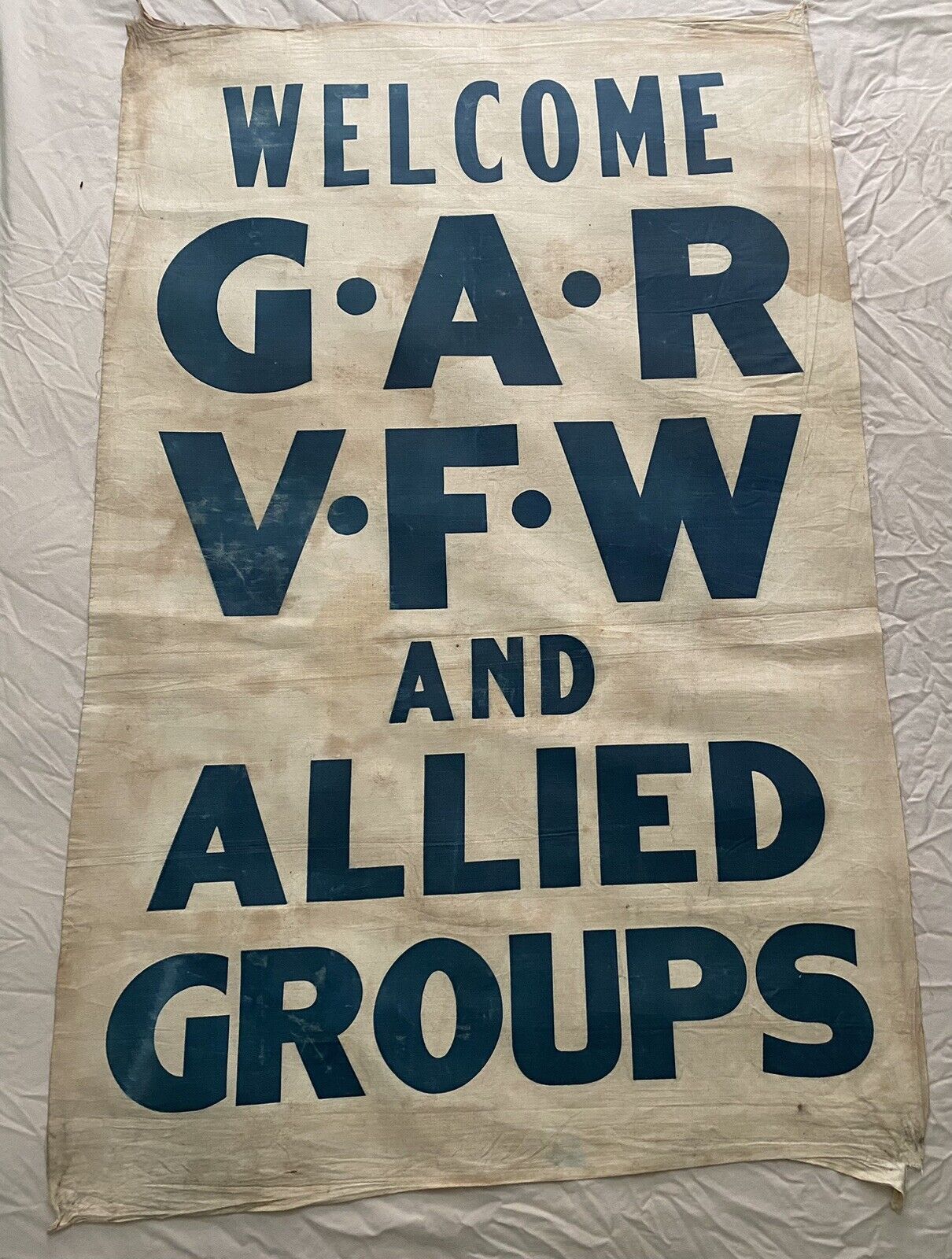 1914-40’s GAR WWI WWII VFW Memorial Day July 4th Picnic Veterans Reunion Banner