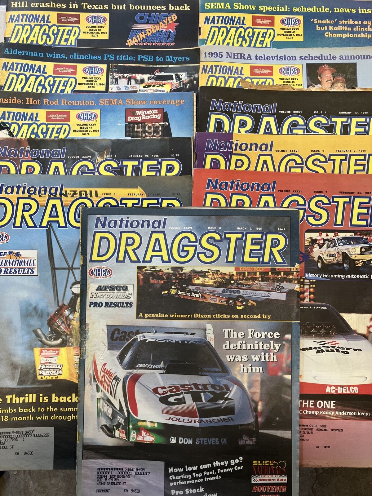 National Dragster Magazine Lot of 11 1994 1995 Assorted Conditions Great Photos