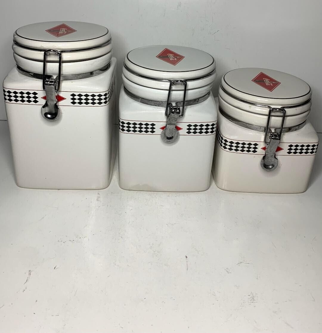 2003 COCA COLA BRAND CANISTERS by Gibson CERAMIC 3 pc.