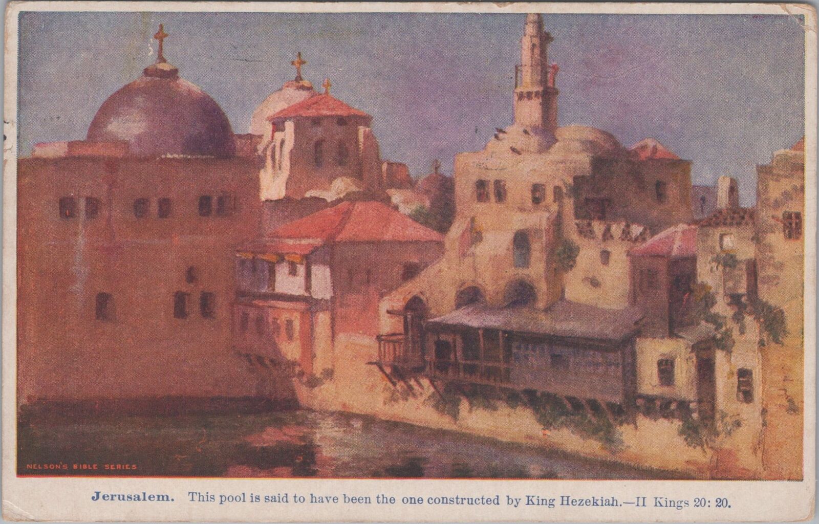 Jerusalem Pool of Hezekiah 1911 Postcard Mailed from St.Louis MO