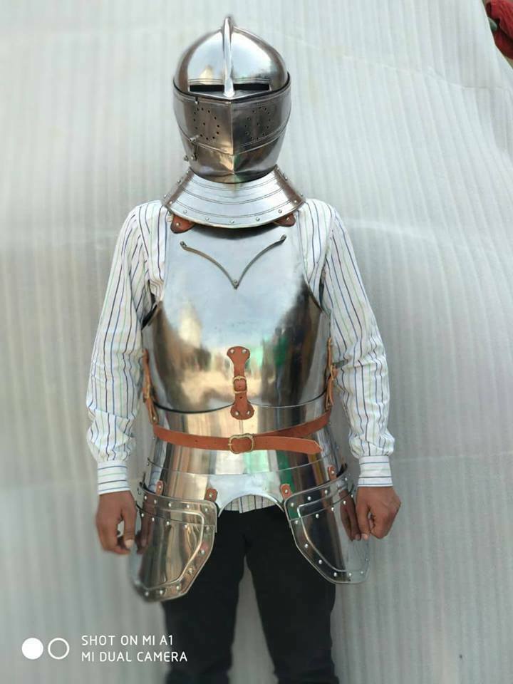 Christmas 18GA Steel Medieval Battle Armor Full Suit With Cuirass & Close Helmet