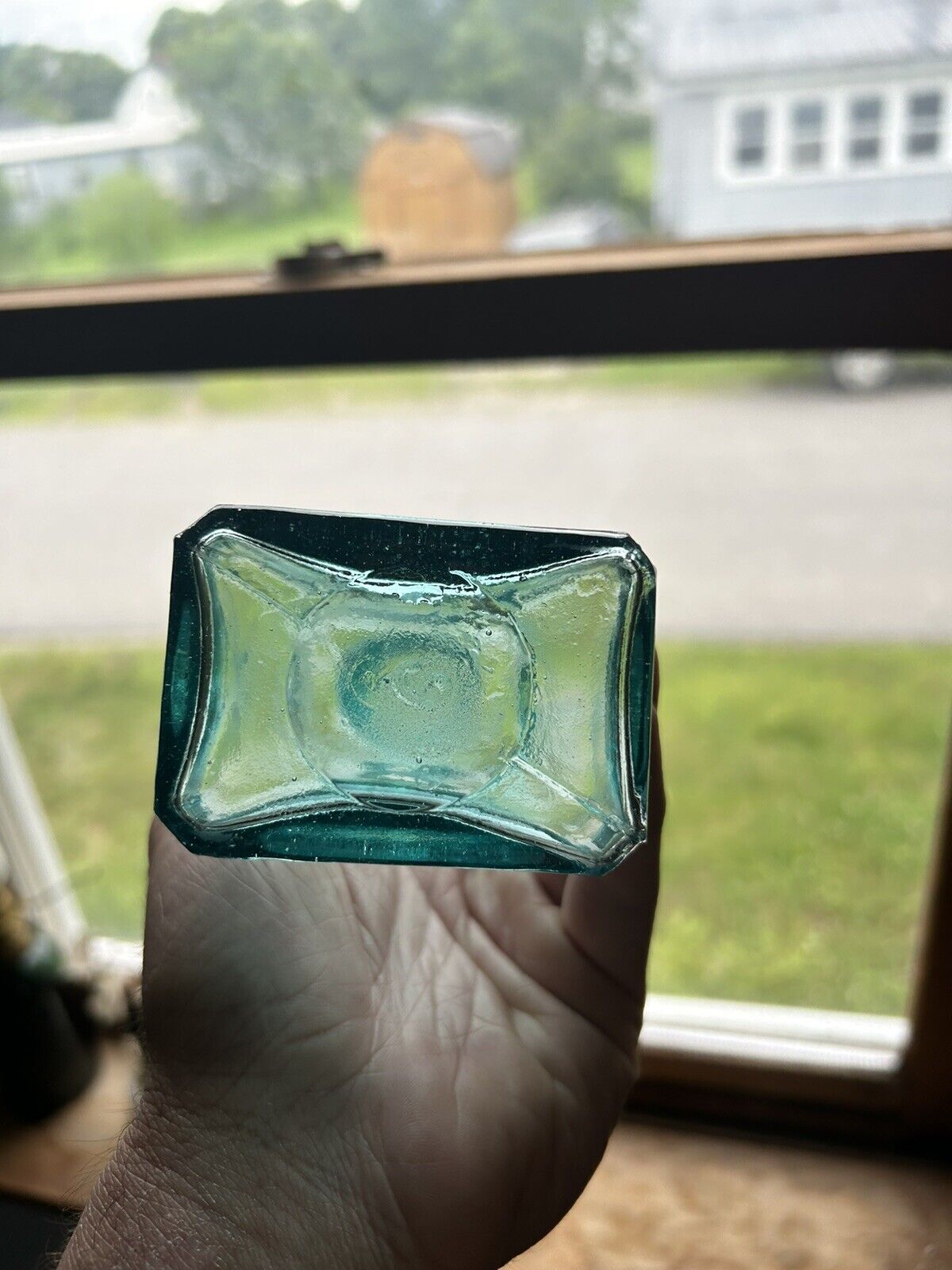 Early Aqua Scott’s Emulsion #9 Glass Bottle Beautiful Shape