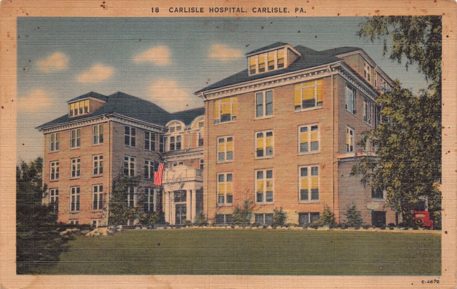 Carlisle Hospital Cumberland County Carlisle Pennsylvania Vtg Postcard CP356
