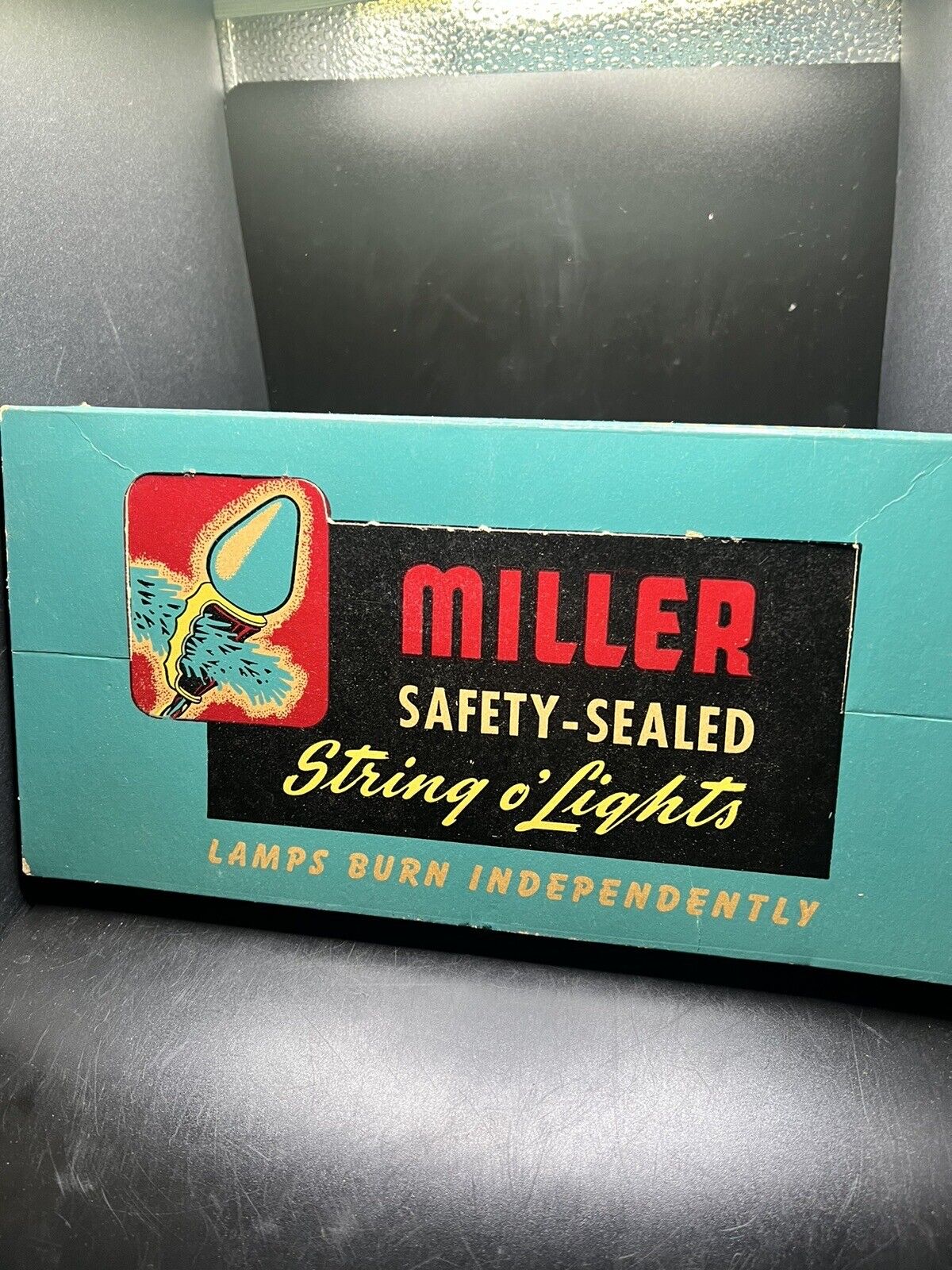Rare Miller Christmas Lights Box In Turquoise