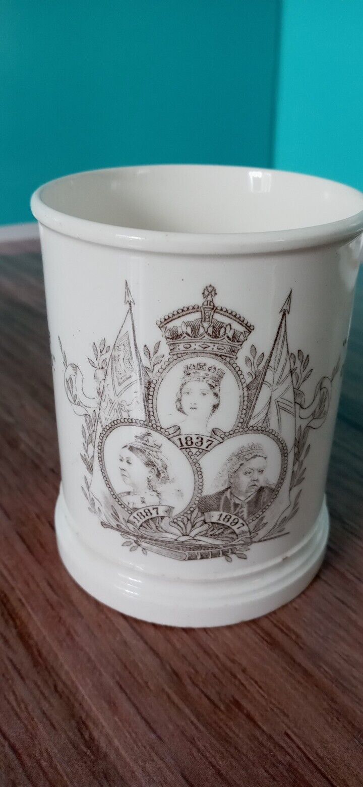 1897 Minton Porcelain Queen Victoria's Diamond Jubilee Coffee Mug