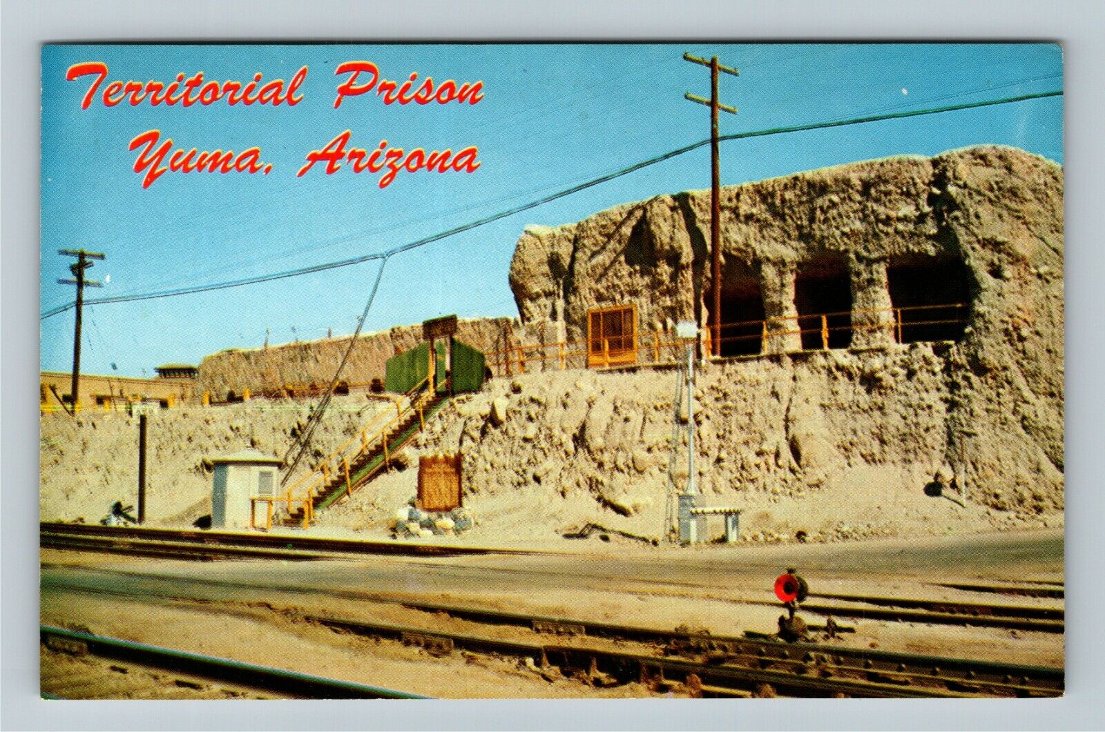 Yuma AZ-Arizona, Territorial Prison, View From Highway 80, Cell Chrome Postcard