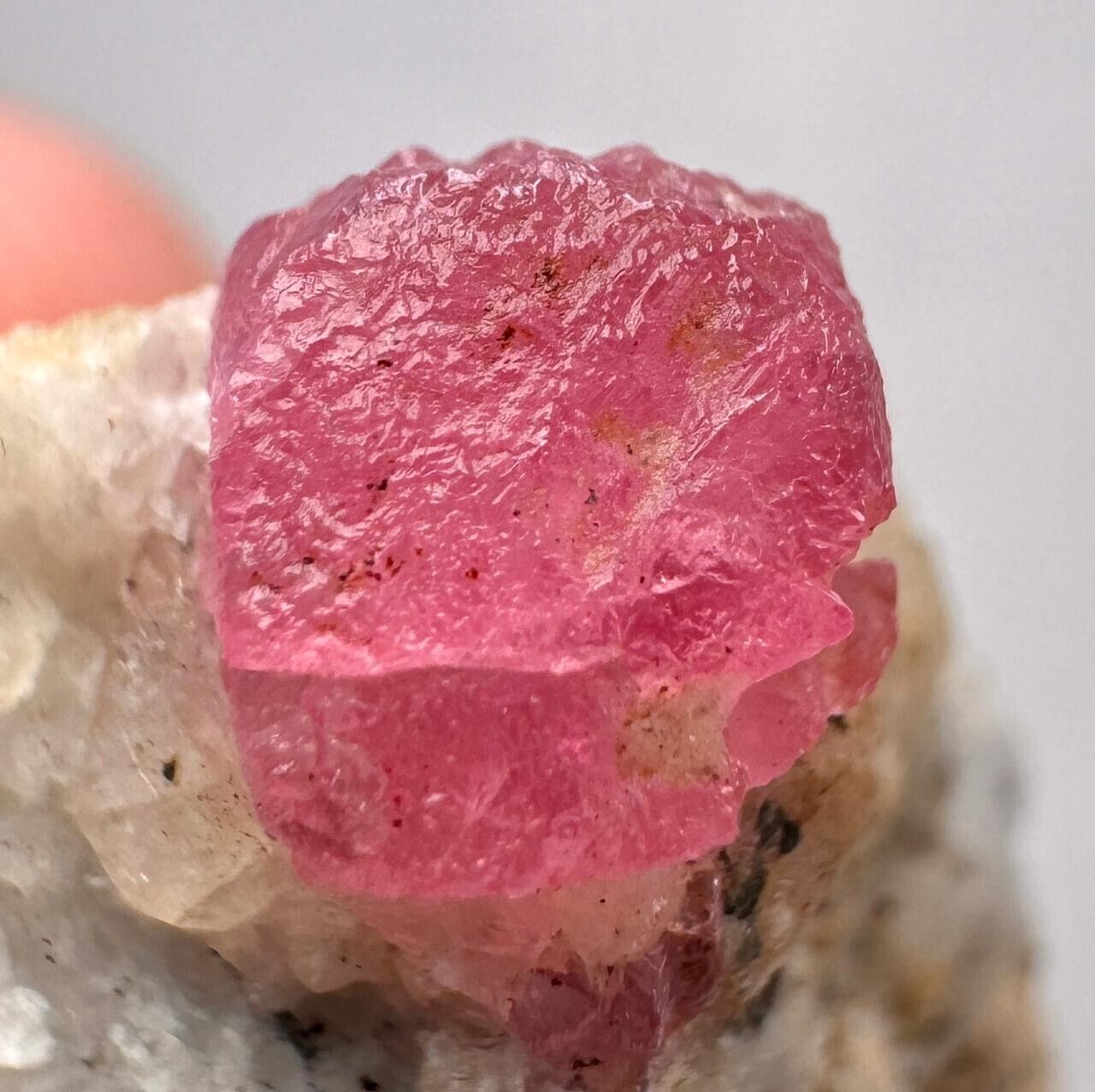 97 Carat Well Terminated Top Red Spinal Partial Crystal On Matrix  From Afghanis