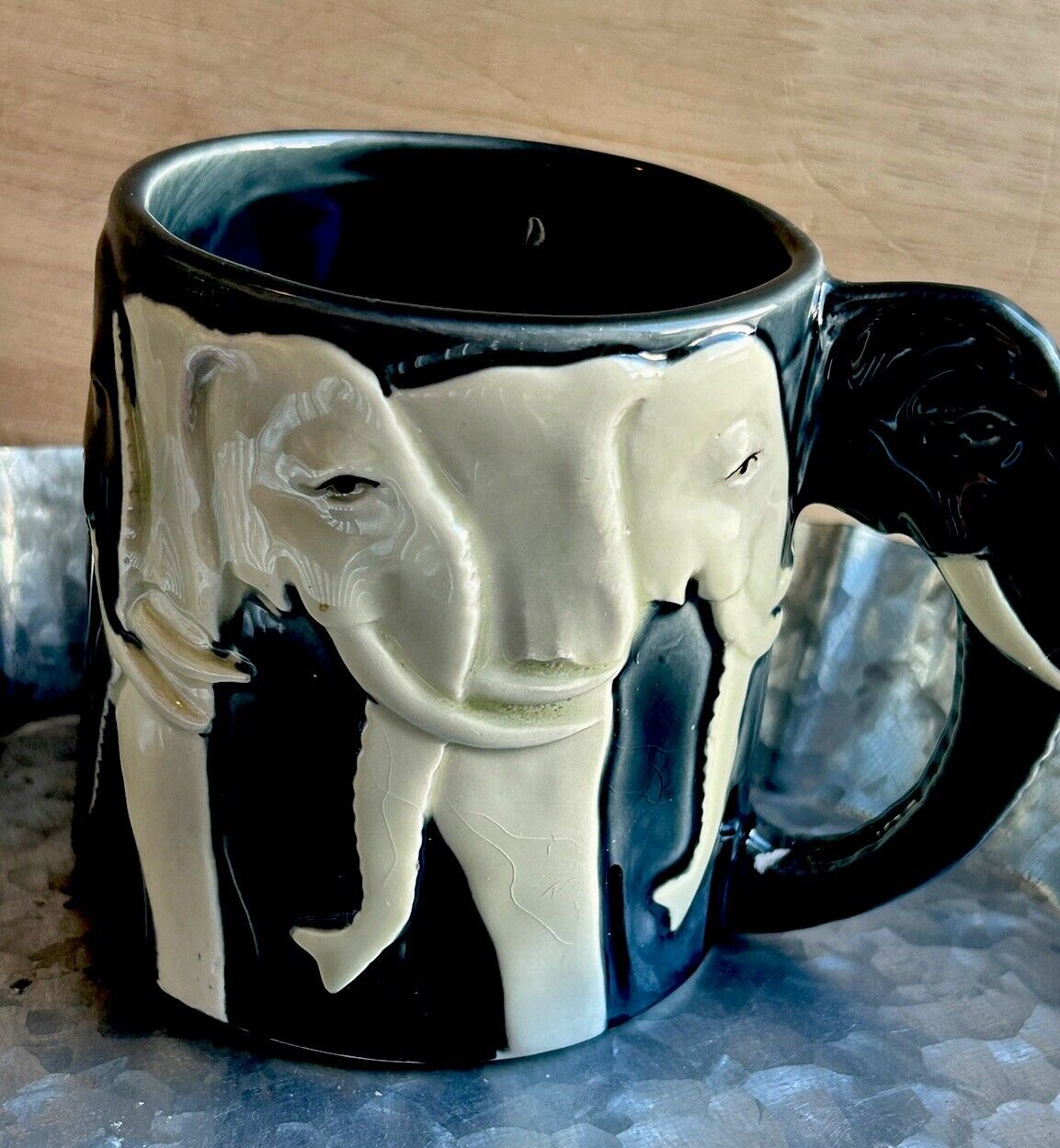 Otagiri Tom Taylor Gray Blue And White Elephant Ceramic Coffee Tea  Mug