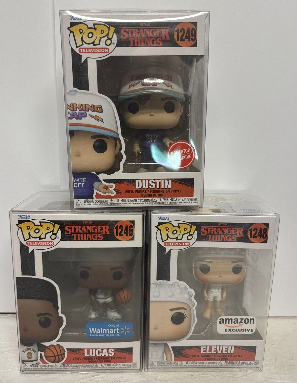 Stranger Things Funko Pop Television Lot 3 SUPER NICE IN CASE 1246 1248 1249