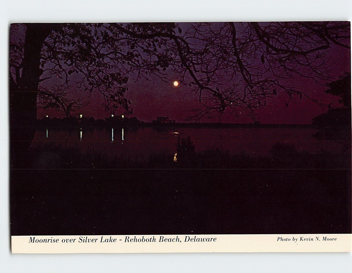 Postcard Moonrise over Silver Lake Rehoboth Beach Delaware USA