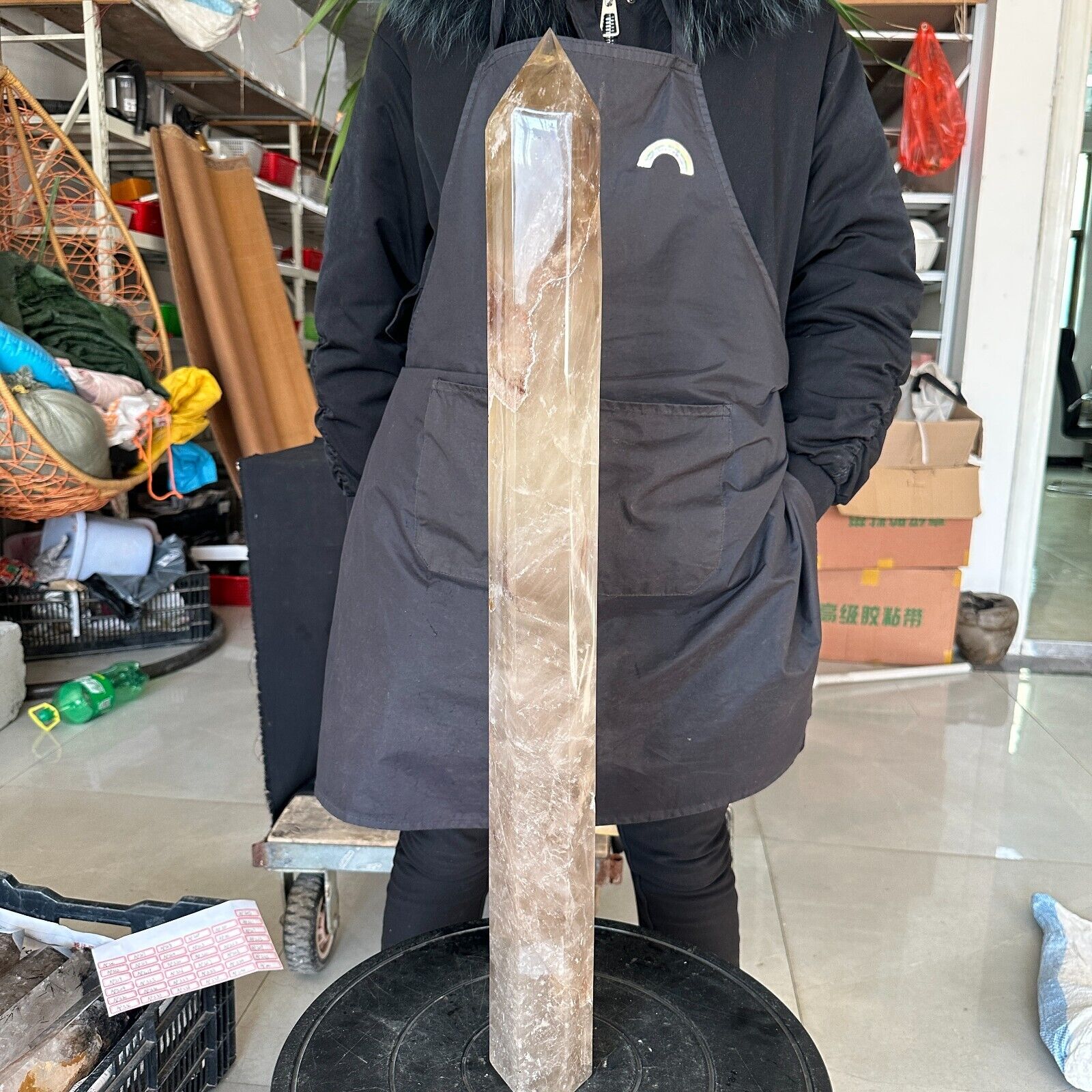 13.64LB TOP Natural smoky Quartz obelisk Crystal wand point reiki Healing