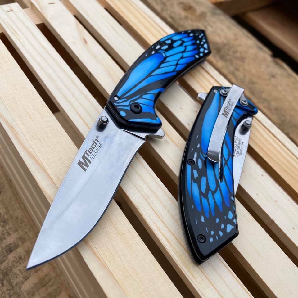 MTech USA Ballistic Blue Butterfly Handle Fantasy Pocket Collectible Knife