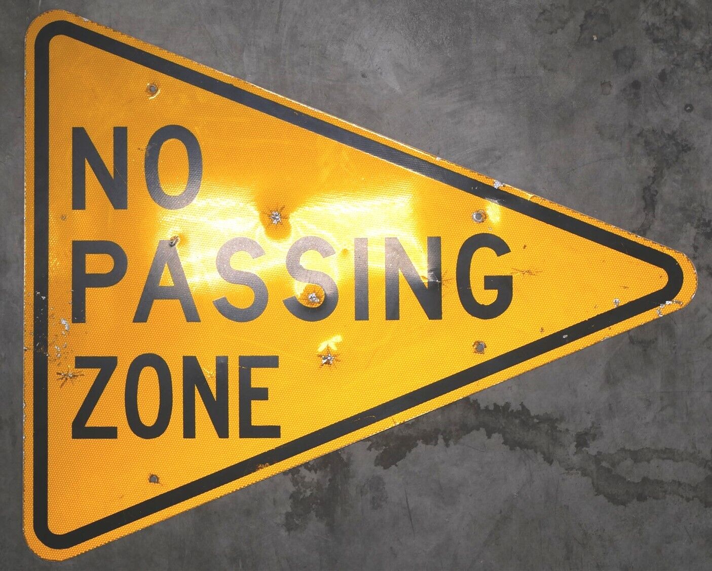 NO PASSING ZONE Retired ROAD SIGN 41 x 34 Yellow Caution Street Sign