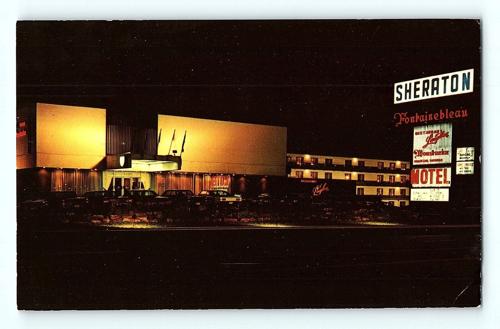 L\'aiglon Restaurant Sheraton Fontainebleau Motel Montreal CA Night Postcard E7