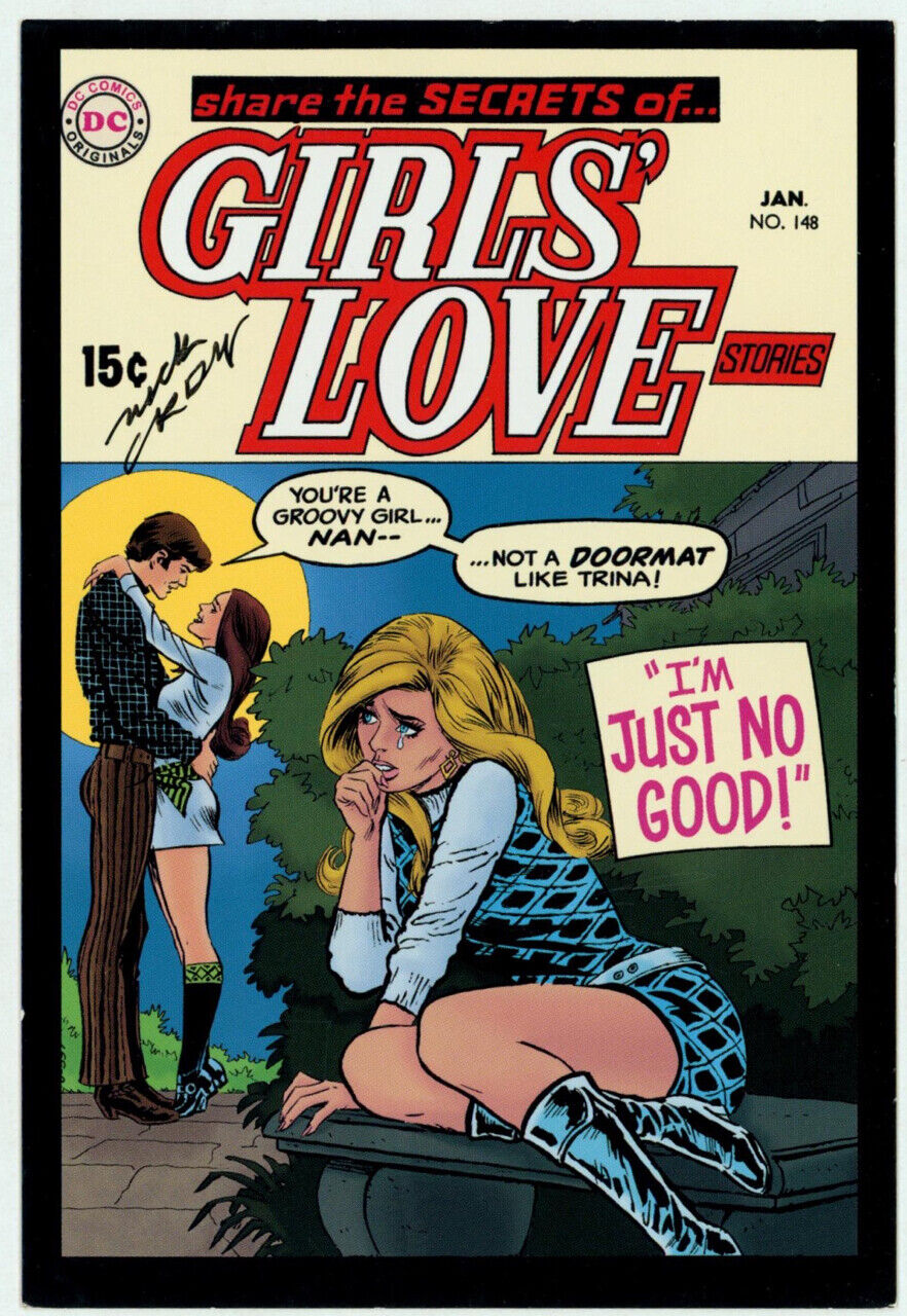 Vintage Art of DC Comics SIGNED Card Nick Cardy Girls’ Love Art Post Card