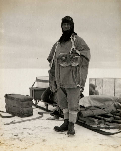 Lieutenant Evans at Glacier Tongue Antarctica 1911 British Antarct .. Old Photo