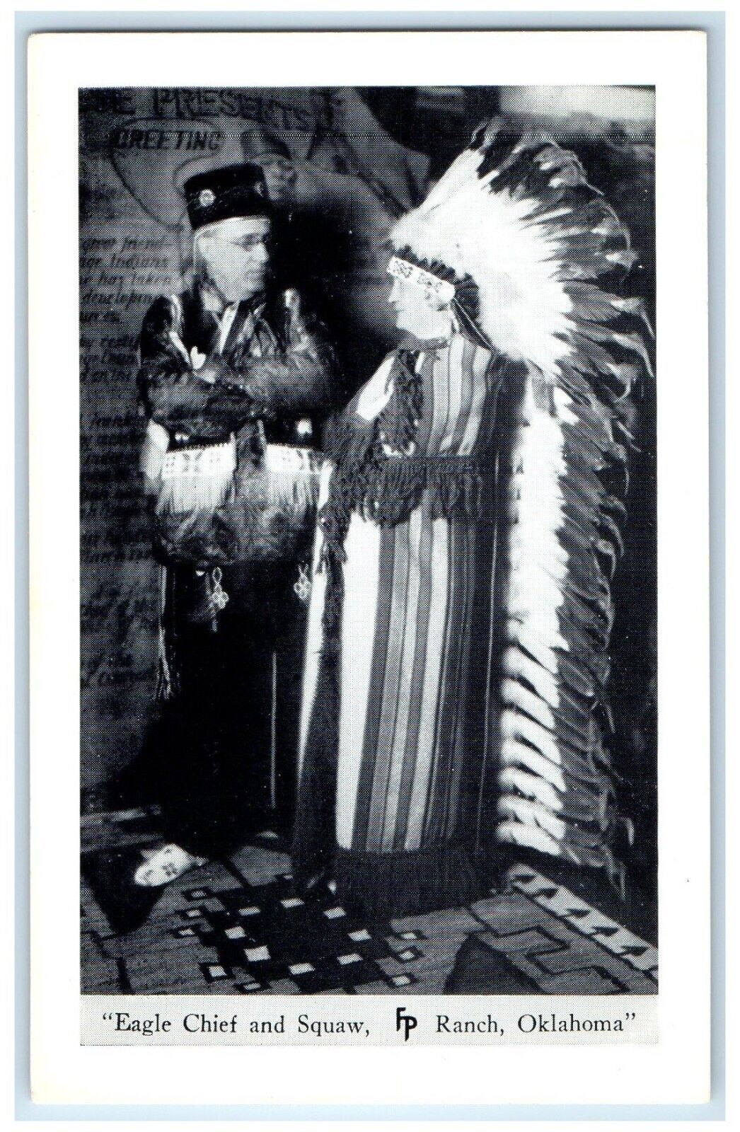 c1950's Eagle Chief Squaw Philips Ranch Woolaroc Oklahoma OK Vintage Postcard