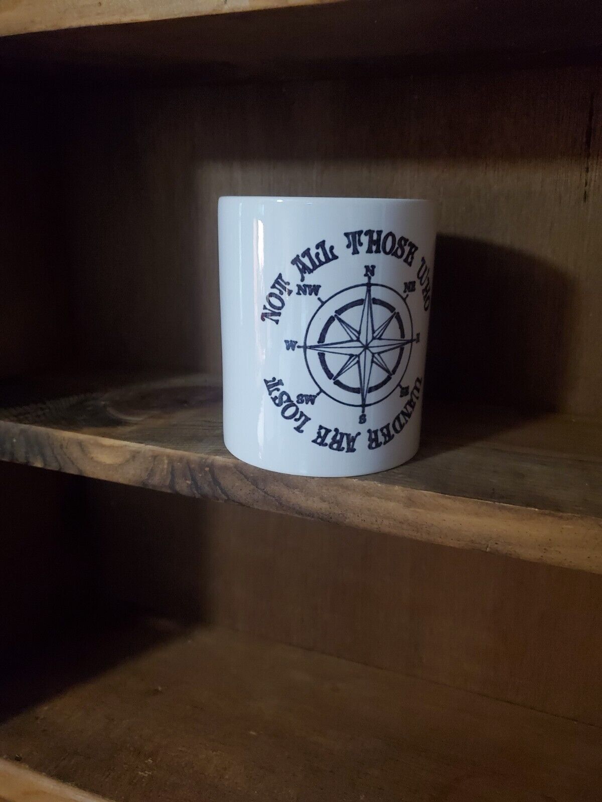 Not all who wander are lost compass mug 12 oz ceramic