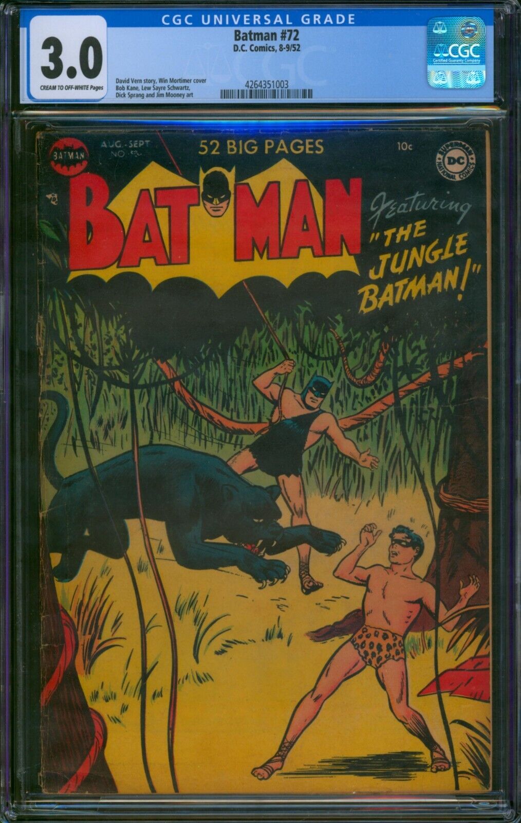 Batman #72 (1952) ⭐ CGC 3.0 ⭐ Jungle Tarzan Homage Cover Golden Age DC Comic