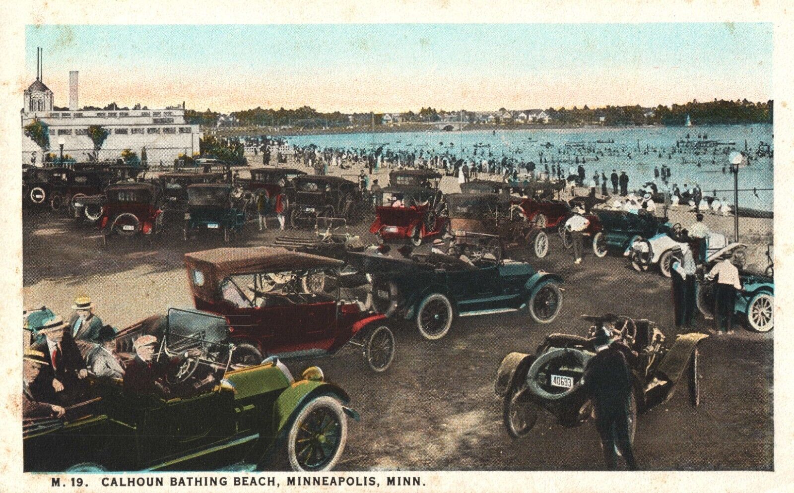 Calhoun Bathing Beach Minneapolis Minnesota Model T Automobiles 1925 Postcard