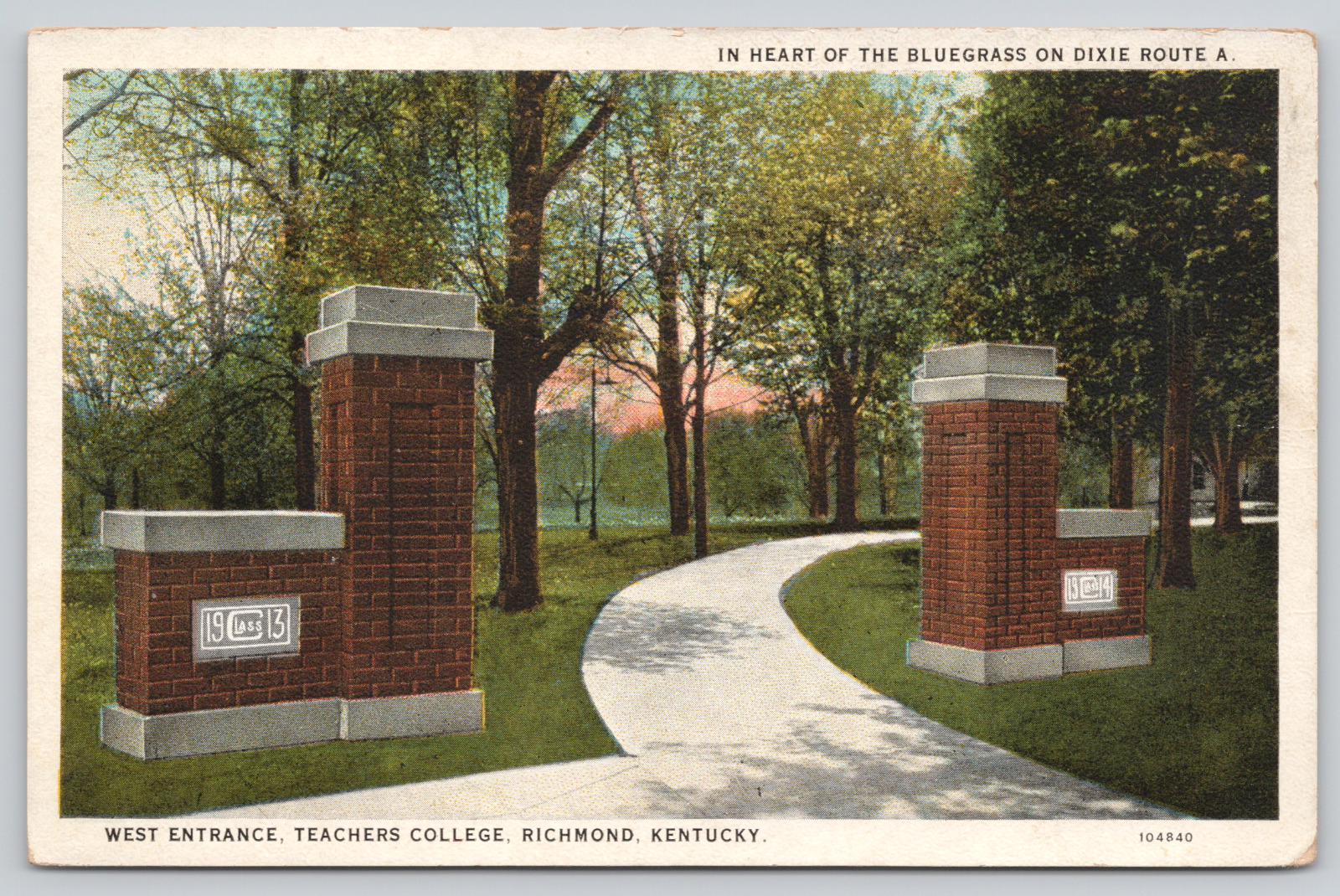 Postcard Richmond, Kentucky, West Entrance Teacher's College A628