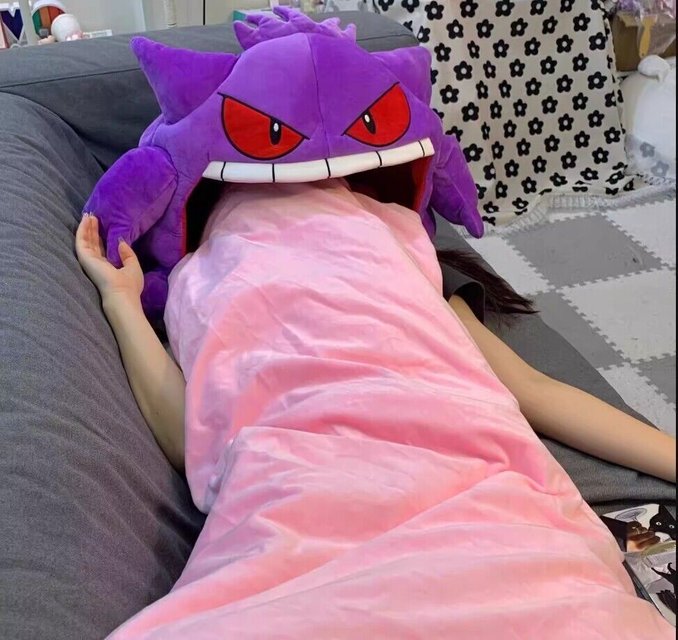 Gengar Break Blanket Sleeping Long Tongue 55'' Anime Plush Thick Nap Toy Pillow