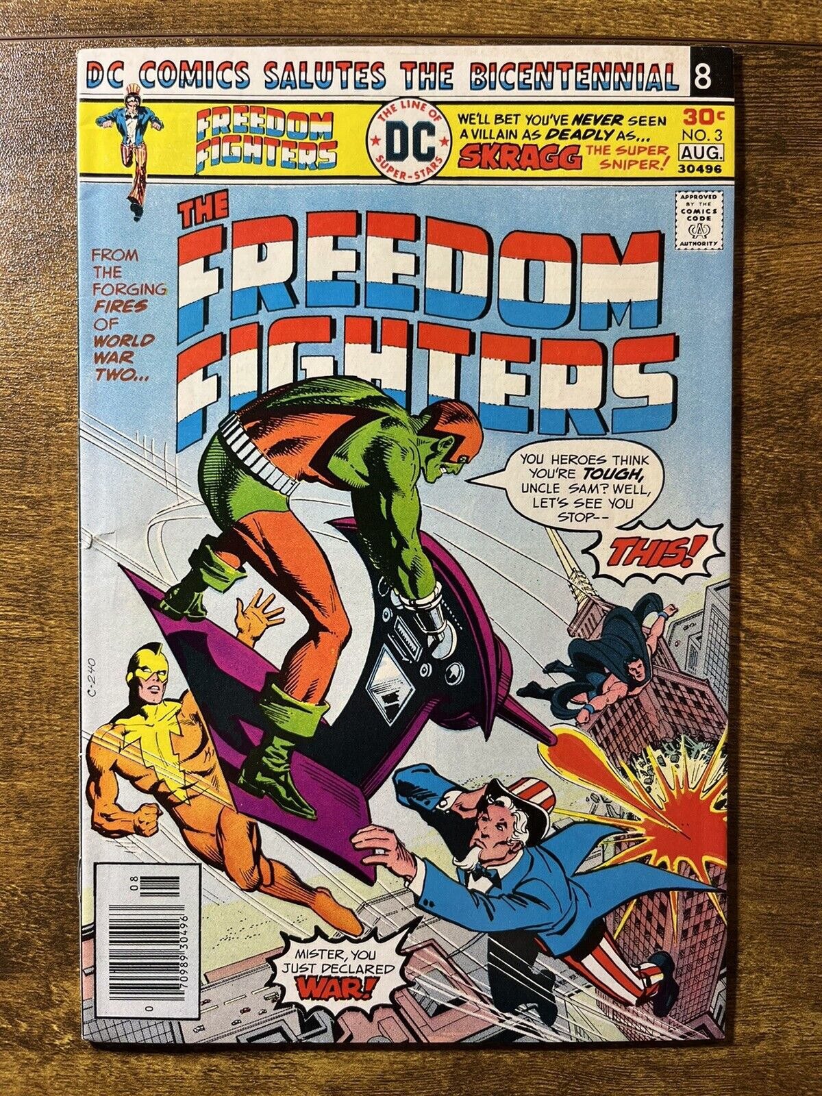 FREEDOM FIGHTERS 3 UNCLE SAM DICK GIORDANO COVER DC COMIC 1976 VINTAGE