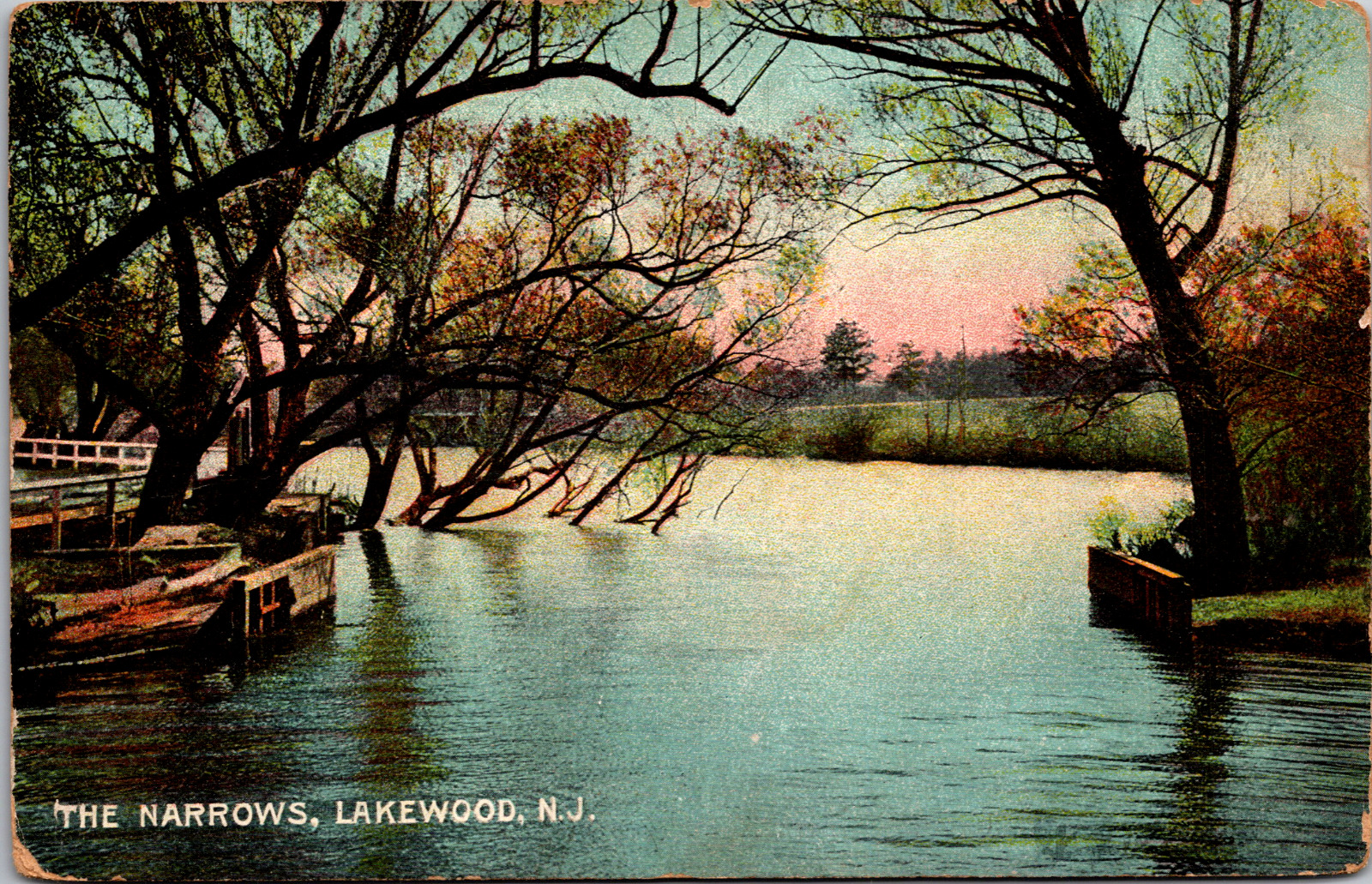 Vintage C. 1906 The Narrows Beautiful Nature Scene Lakewood New Jersey Postcard
