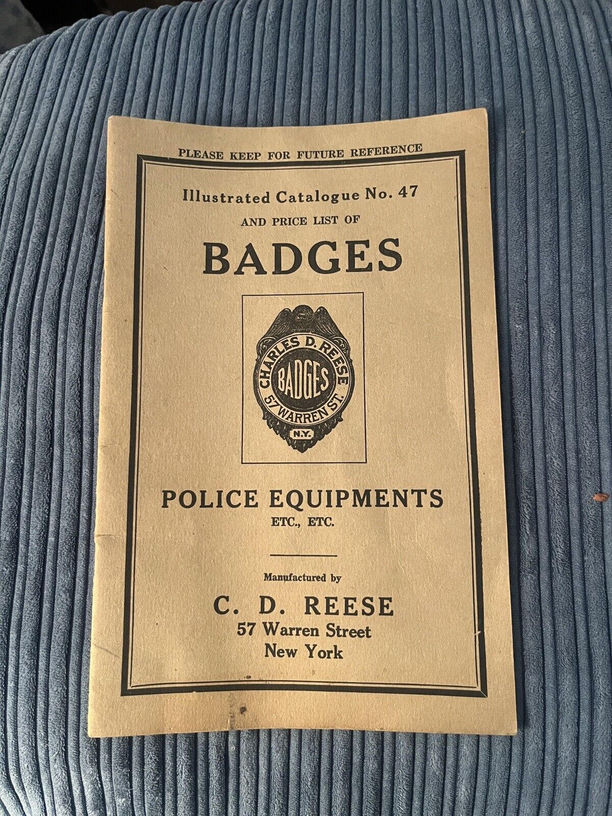 C.D. Reese Catalog Badges Police Equipment 