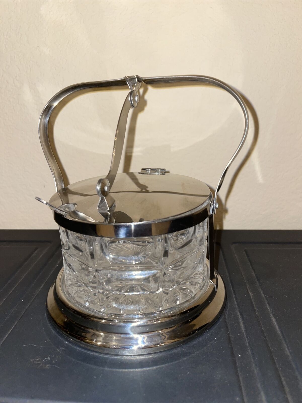 Mepra Inox Italy 18/8 Vintage Stainless Steel Glass Condiment Jar