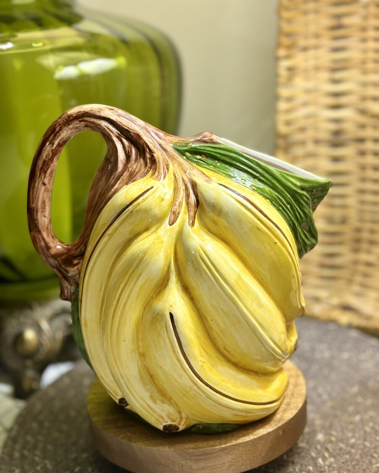 Vintage Banana Pitcher Italian Majolica