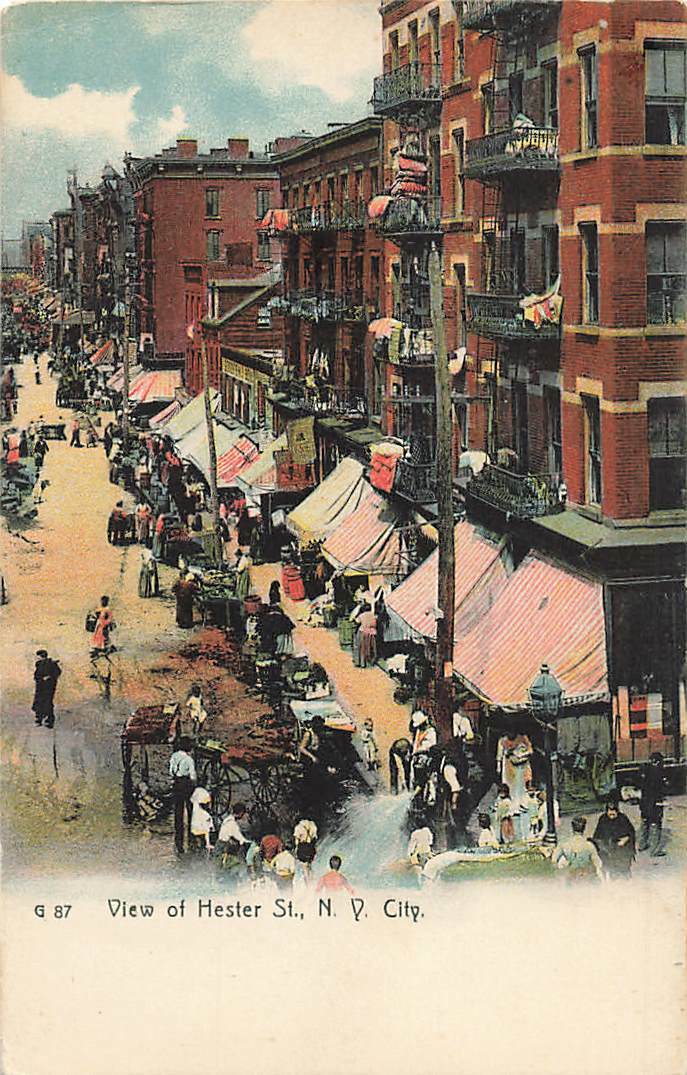 c1905 Rotograph Birds Eye View Hester St Pushcarts Lower East Side NYC NY P344