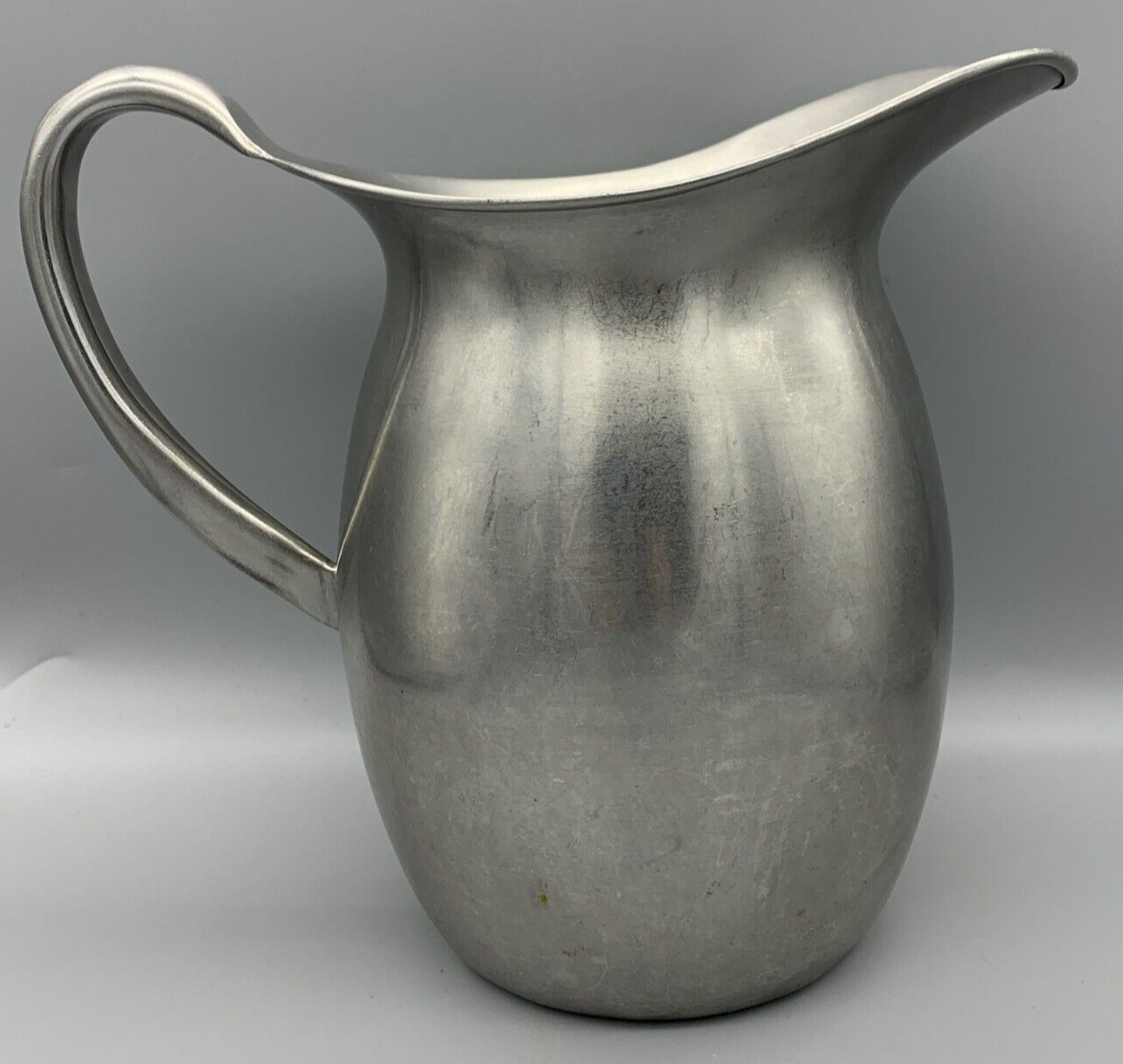 The Vollrath Co. stainless steel pitcher Vintage large 9 inches tall WWII USAMD