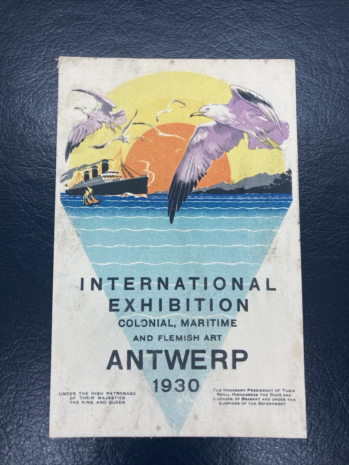 Poster Art Steamship International Exhibition Antwerp Maritime  1930 Postcard
