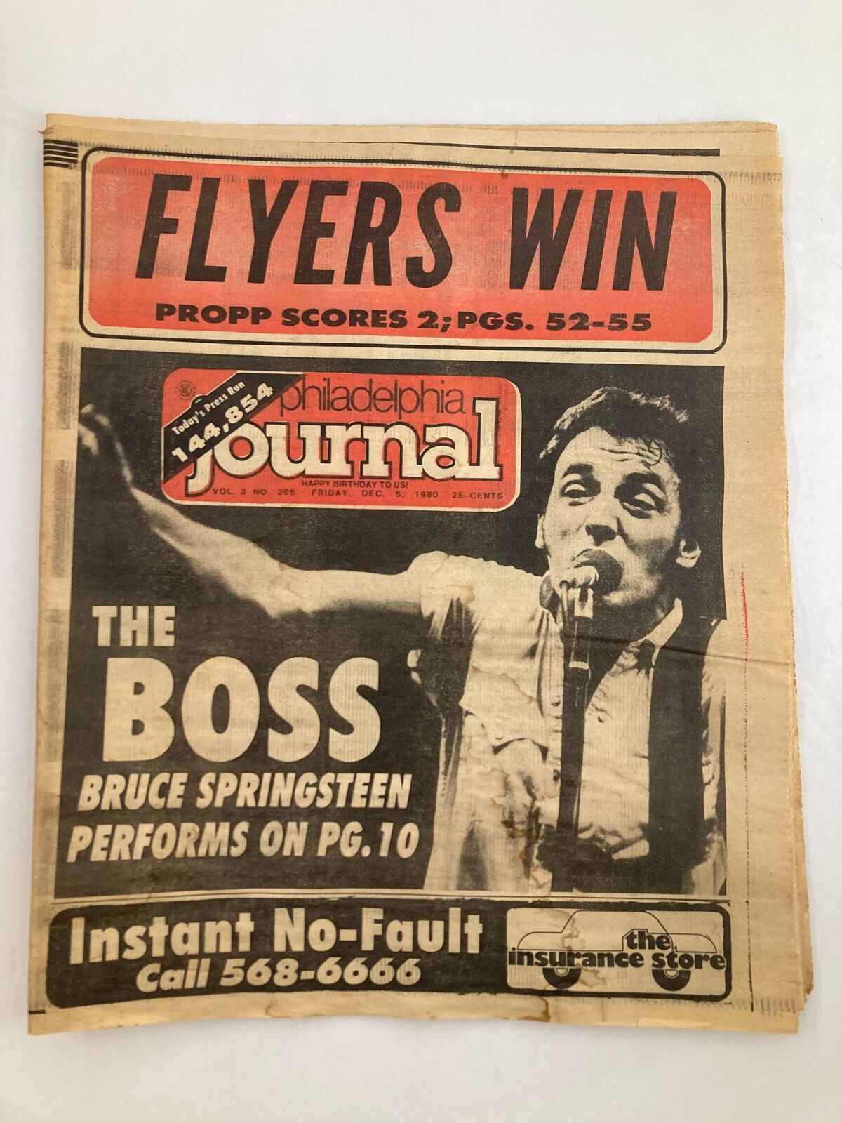 Philadelphia Journal Tabloid December 5 1980 Vol 3 #305 Bruce Springsteen