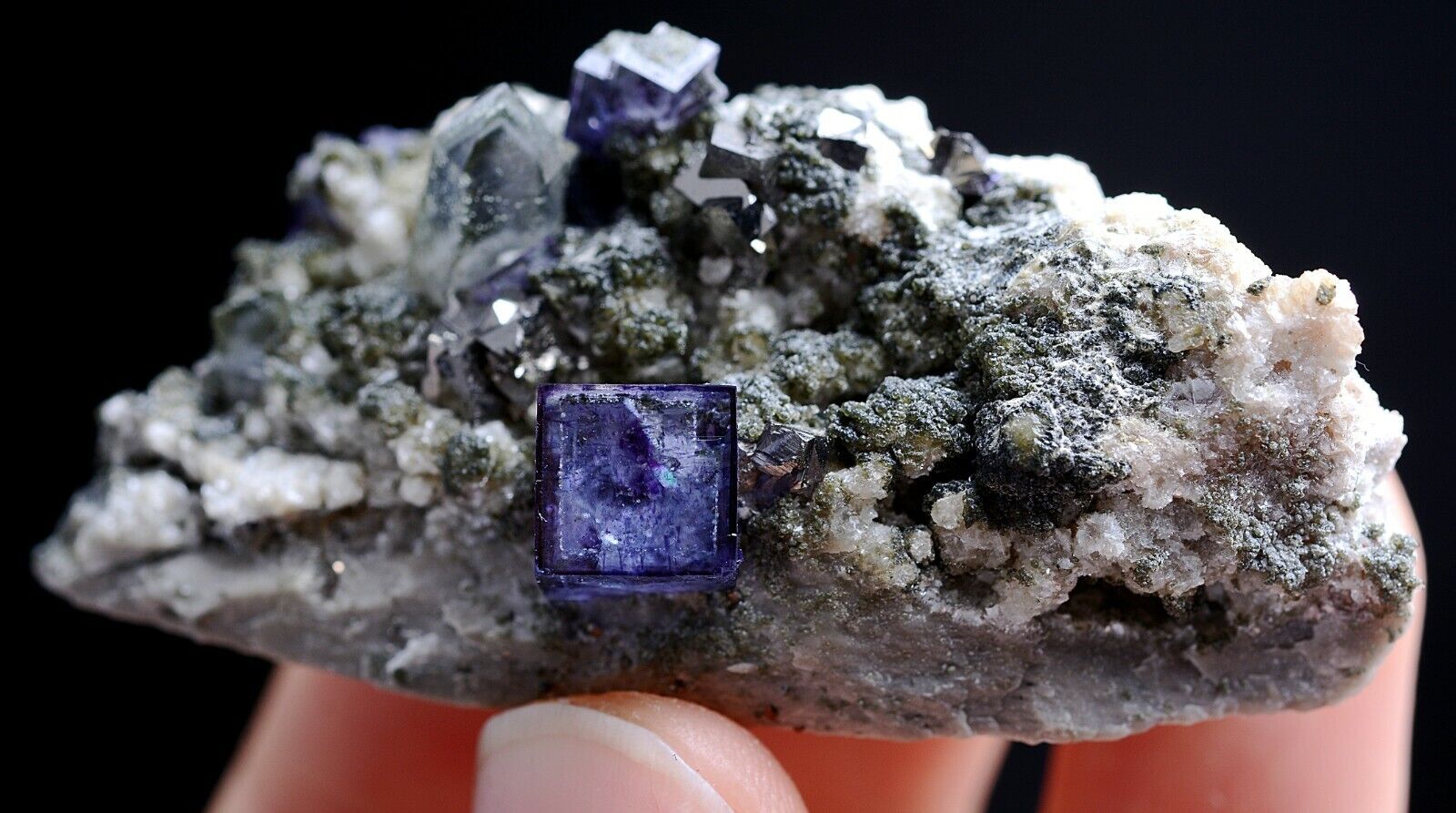35g Natural Purple Fluorite & Crystal Arsenopyrite Mineral Specimen/ Yaogangxian