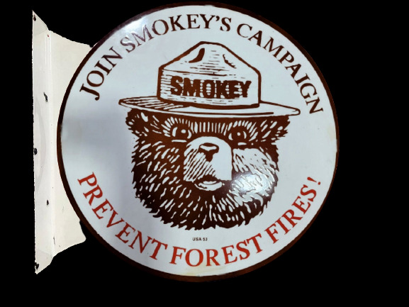PORCELIAN SMOKEY ENAMEL SIGN SIZE 30 INCHES DOUBLE SIDED WITH FLANGE