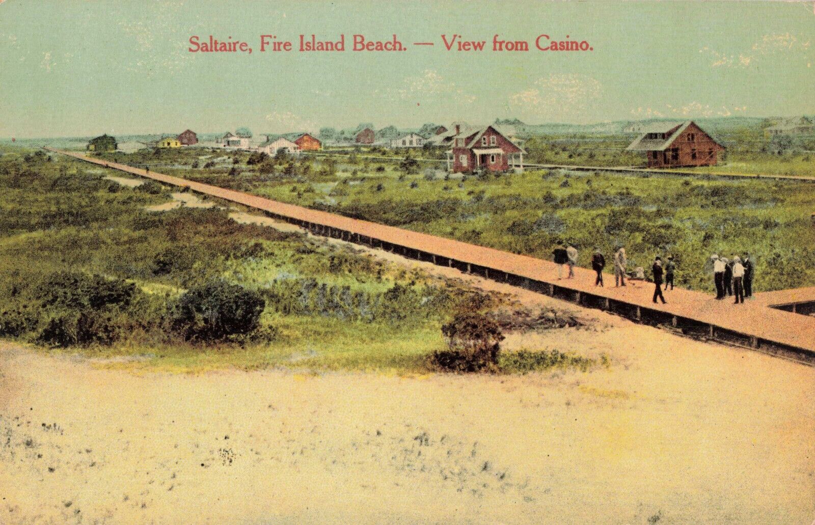 Birdseye View from Casino Saltaire Fire Island Beach New York NY c1910 Postcard