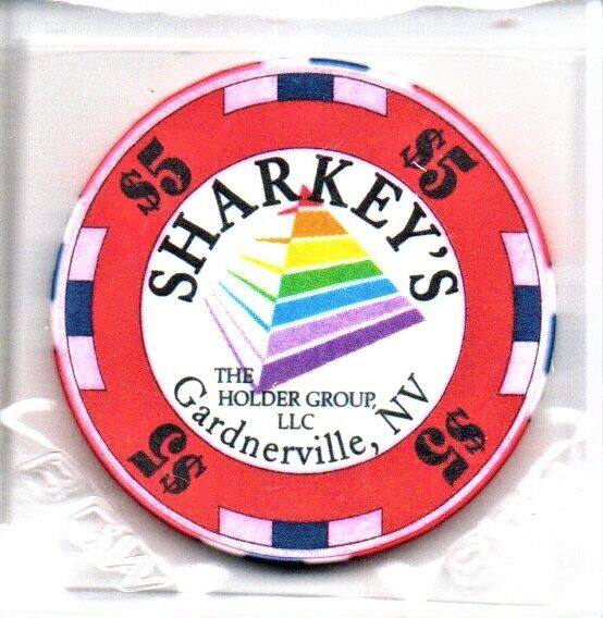 Sharkey's Casino Gardnerville Nevada 5 Dollar Gaming Chip as pictured