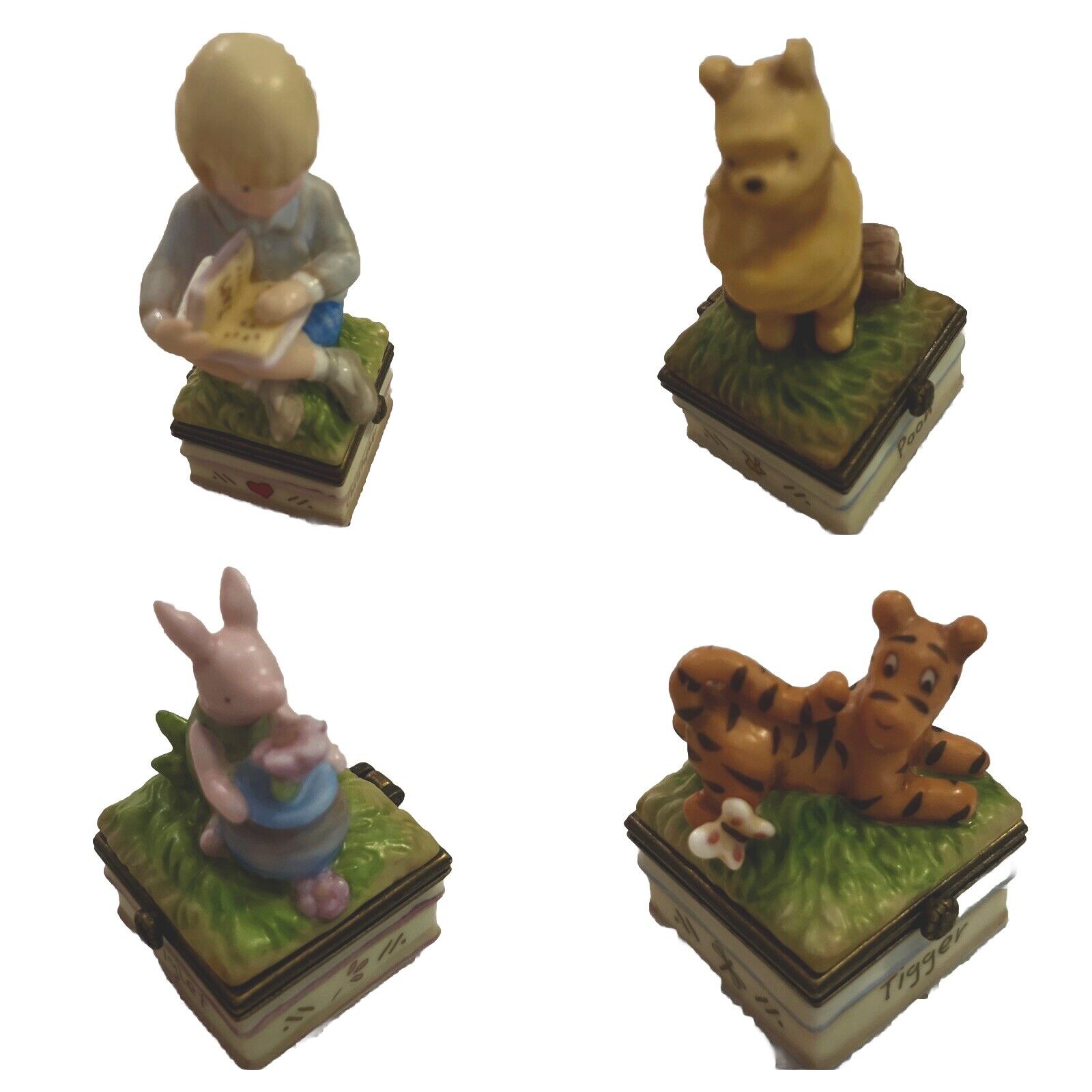 4 RARE Winnie The Pooh Trinket Boxes In Mint Condition Quotes & Trinkets Inside